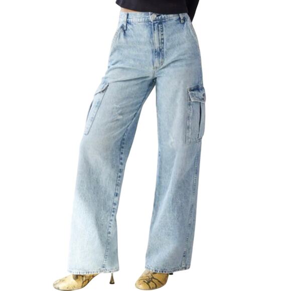 AMO Maya Cargo High Waisted Jeans Pants Tenderness Denim- Sz 25